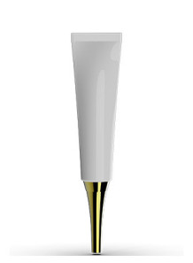  Cream tube, gel tube, white, gold cap, 15ml