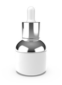  Dropper bottle for cream, gel, liquid, white, silver neck, 30ml