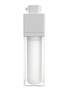  Two-layer pump bottle, opaque white, square shape, white pump cap, 30ml.