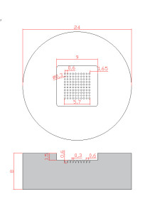  Microneedle Mold (9x9mm, H 600μm, 10x10, S 600μm, D 300μm, Conical)