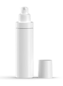  White pump bottle, round shape, white pump cap, 50ml