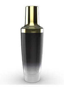  Black glass bottle, gold pump cap, 50ml