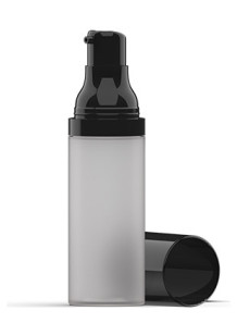  White pump bottle, black pump cap, 30ml