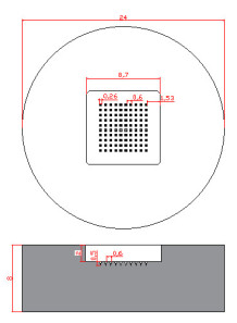  Microneedle Mold (8.7x8.7mm, H500μm, 10x10, S600μm, D260μm, Pyramid)