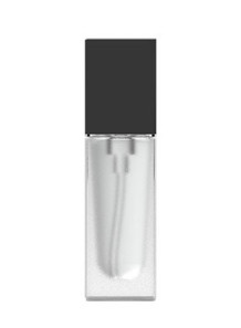  Square glass bottle, opaque white, black pump cap, 30ml