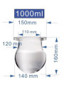  3,4 Neck Glass Reactor (round bottom, 1000ml, 150mm)