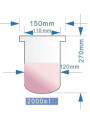  3,4 Neck Glass Reactor (cylindrical round bottom, 2000ml, 150mm)
