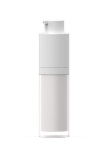  Two-layer pump bottle, opaque white, round shape, white pump cap, 30ml