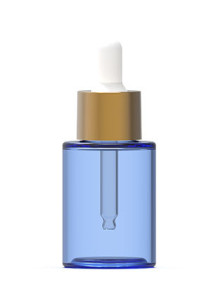  Blue dropper bottle, gold neck, 30ml