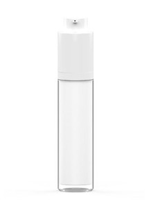  Two-layer pump bottle, white, round, white pump cap, 50ml