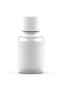 Round opaque white glass bottle, white pump cap, 50ml