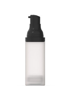  Pump bottle for cream, gel, liquid, opaque white, black cap, 30ml