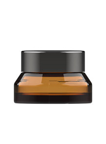  Glass cream jar, tea color, black lid, 15g