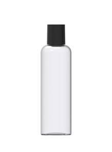  Clear bottle, round shape, black cap, 250ml