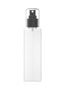  Opaque white pump bottle, round shape, black pump cap, clear cover, 200ml