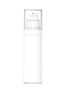  White pump bottle, round shape, white pump cap, clear cover, 50ml