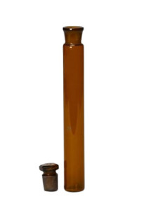  Brown glass tube (100ml,flat bottom, with glass stopper, no scale)