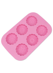  Mold: 6-cavity silicone soap mold, moon cake shape.