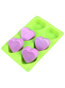  Mold, 6-cavity silicone soap mold, heart shape