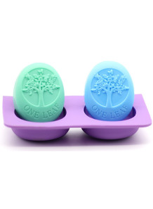  Mold: 4-cavity silicone soap mold, tree shape, round.