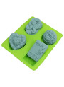  Mold, 4-cavity silicone soap mold, angel, flower, heart shape.