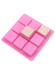  Mold: 9-cavity silicone soap mold, square shape.