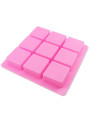  Mold: 9-cavity silicone soap mold, square shape.