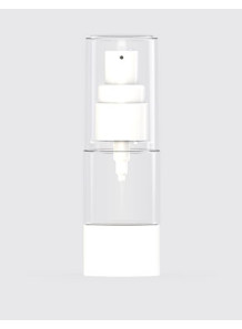  Clear pump bottle, round shape, white pump cap, clear cover, 15ml