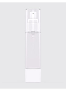  Clear pump bottle, round shape, white pump cap, clear cover, 50ml