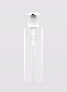  Opaque white plastic bottle, pump cap, white, 200ml, tall