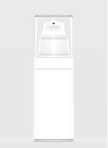  White pump bottle, round shape, white pump cap, clear cover, 30ml