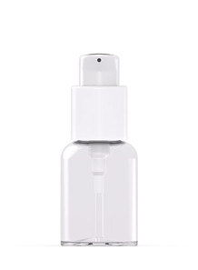  Clear pump bottle, round shape, white pump cap, clear cover, 50ml