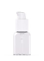  Clear pump bottle, round shape, white pump cap, clear cover, 50ml