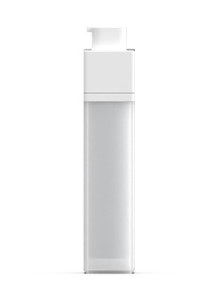  Two-layer pump bottle, opaque white, square shape, white pump cap, 50ml