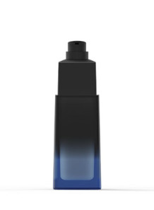  Blue-black glass bottle, square shape, black pump cap, 40ml