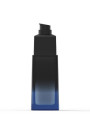  Blue-black glass bottle, square shape, black pump cap, 40ml
