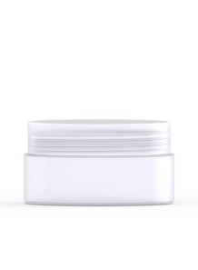  Cream container, opaque white, opaque white lid, 100g