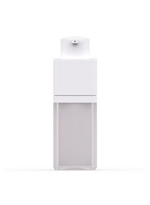  Two-layer pump bottle, opaque white, square shape, white pump cap, 15ml.