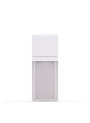  Two-layer pump bottle, opaque white, square shape, white pump cap, 15ml.