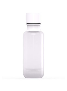  Round opaque white glass bottle, white pump cap, 110ml