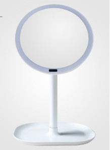  Round makeup mirror, LED, non-magnifying, automatic lights.