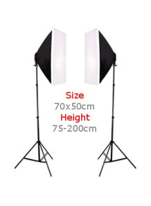  Photography light, Soft Box, 2 lamps, 70x50cm, stand 75-200cm.
