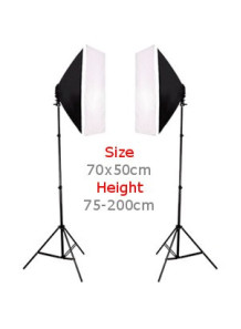ไฟ ถ่ายภาพ Soft Box 2โคม 70x50ซม ขาตั้ง 75-200ซม.