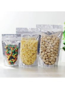  Clear plastic bag with zipper, stand-up bottom, 16x26+4cm