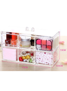  Acrylic storage box, 2 layers, 6 compartments, 23x13x9.5cm