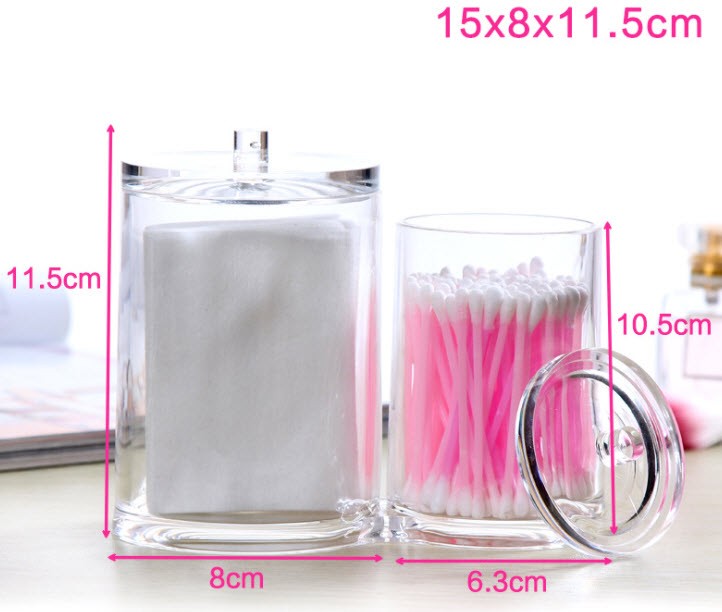 ถ้วยใส่สำลี คอตตอนบัด อะคริลิค 15x8x11.5cm