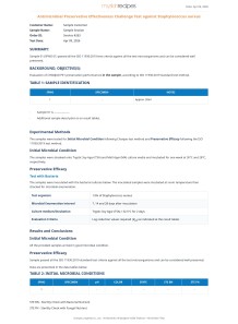 Antimicrobial Preservative Effectiveness Challenge Test against Staphylococcus aureus