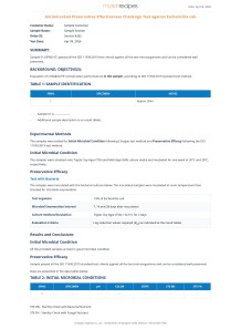 Antimicrobial Preservative Effectiveness Challenge Test against Escherichia coli