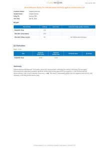 Disk Diffusion Assay for Antimicrobial Activity against Escherichia coli
