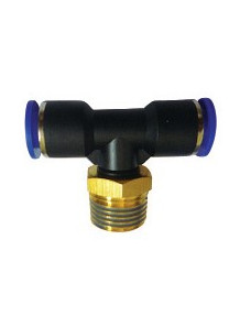  3-way air connector (T), 4mm pipe, 5mm external thread (PB4-M5)